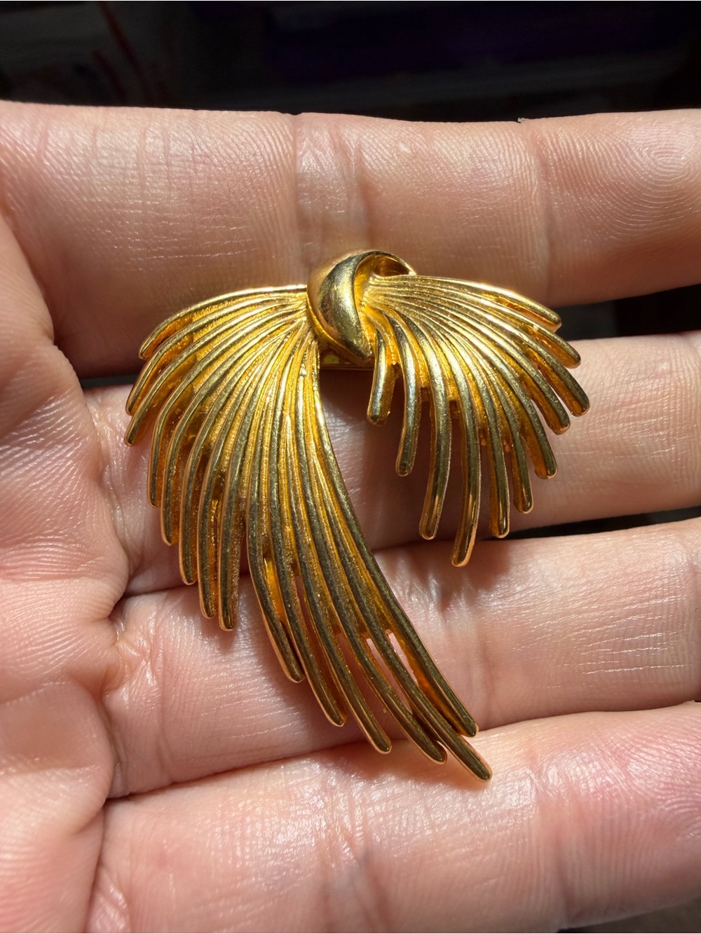 Vintage Gold-Tone Winged Brooch